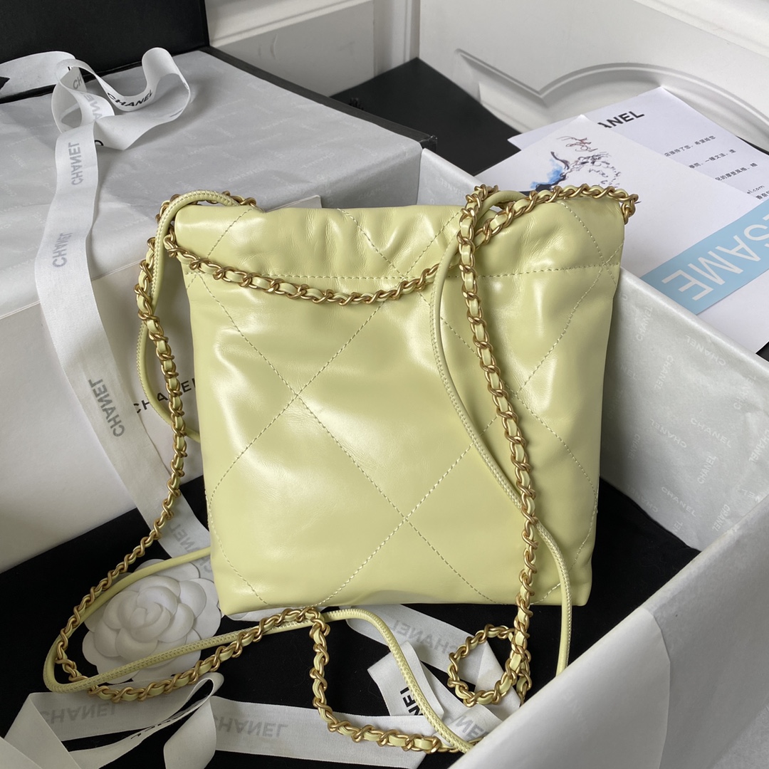 Calfskin 22 Mini Handbag Shoulder Bag AS3980 Light Yellow